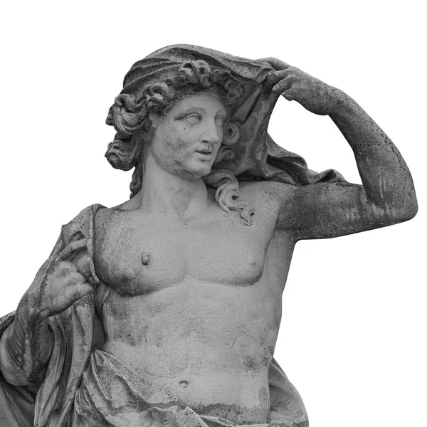 Скульптура древнего человека на белом фоне — стоковое фото