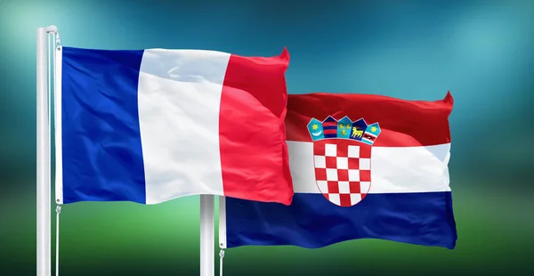 France - Croatie, Finale de la Coupe du Monde de la FIFA, Russie 2018, Drapeaux nationaux — Photo