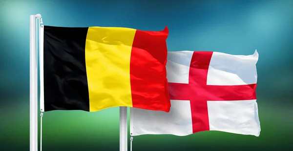 Belgium - England, FINAL OF FIFA World Cup, Russia 2018, National Flags — Stock Photo, Image