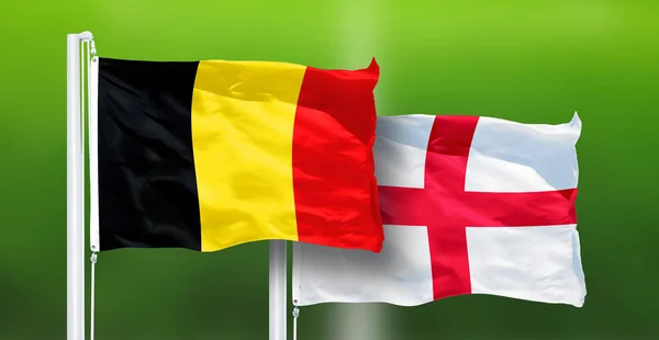 Belgium - England, FINAL OF FIFA World Cup, Russia 2018, National Flags — Stock Photo, Image