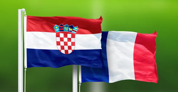 クロアチア - フランス、Fifa ワールド カップ、ロシア 2018 の決勝、国旗 — ストック写真
