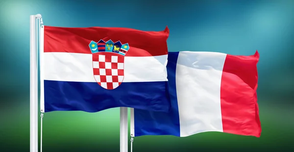 크로아티아-프랑스, 축구 월드컵, 러시아 2018 국립 플래그의 최종 — 스톡 사진