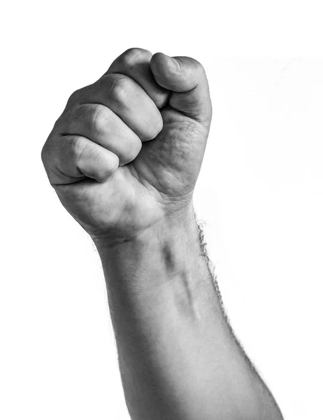 Чоловічий згорнутий кулак, ізольований на білому тлі — стокове фото