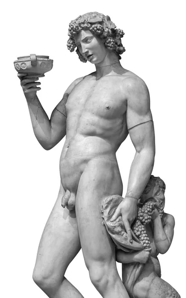 Portret posąg Dionizosa Bacchus wino na białym tle — Zdjęcie stockowe