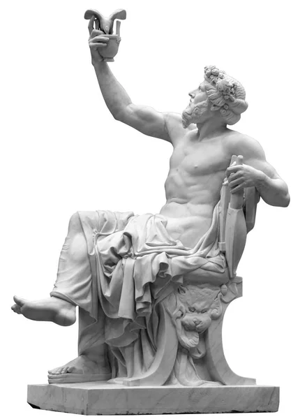 Statue des Dionysos oder Bacchus mit Trauben auf weißem Grund — Stockfoto