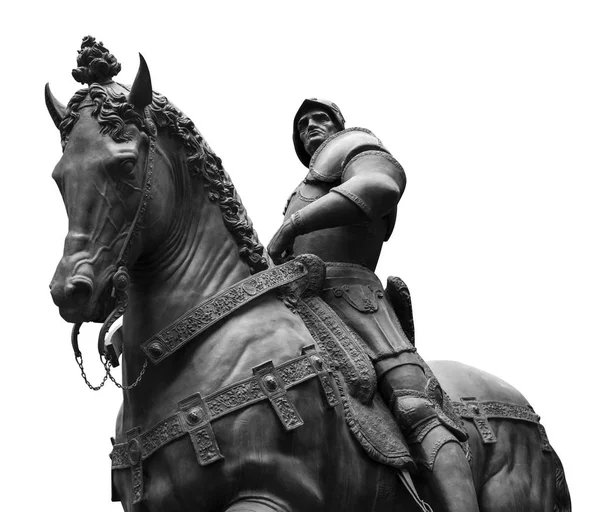 Sculpture of man on a horse isolated on white — Stock Photo, Image