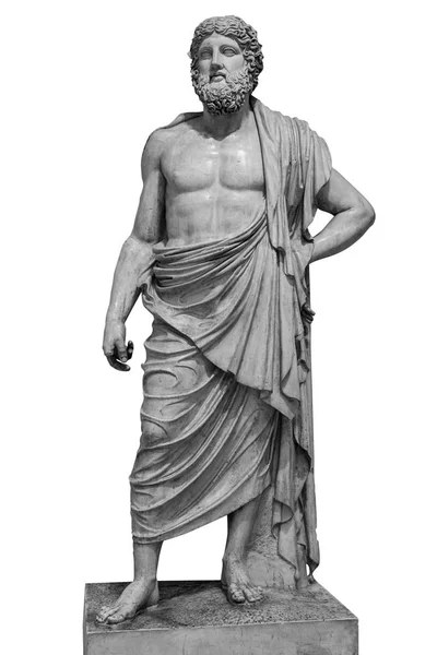Мраморная статуя греческого бога Зевса на белом фоне — стоковое фото