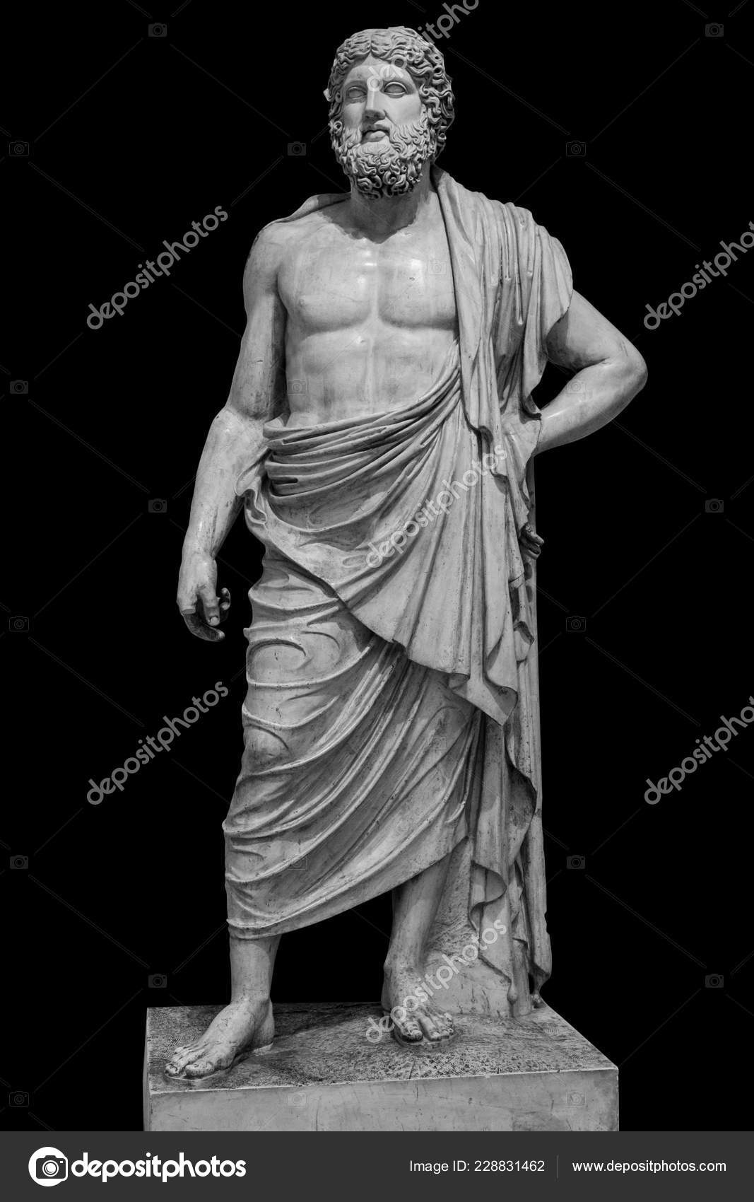 Marble statue of greek god Zeus isolated on black background Stock Photo by  ©gilmanshin 228831462