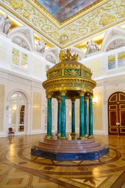 St. Petersburg, Russia - May 12, 2017: Malachite rotunda Hermitage in the State Hermitage, a museum of art and culture in Saint Petersburg, Russia. clipart