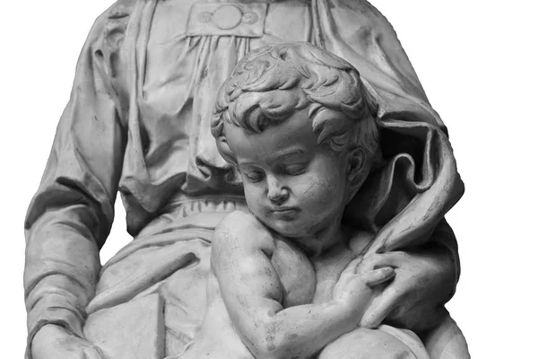 Estátua de mármore uma criança com sua mãe — Fotografia de Stock