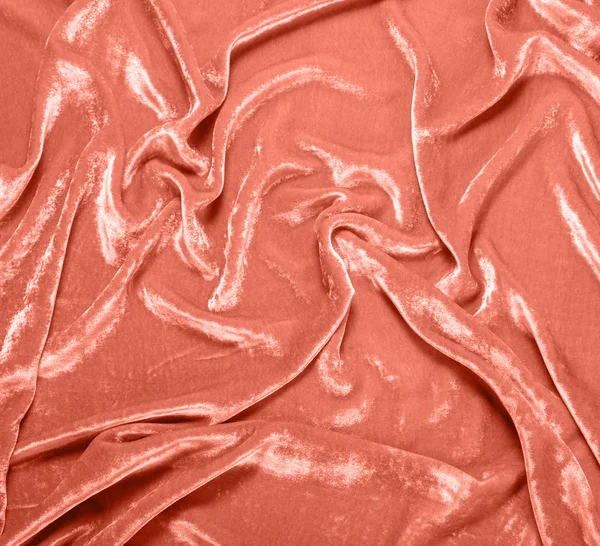 Color coral vivo del año 2019. Textura de tela de fondo, con coral en color de moda — Foto de Stock