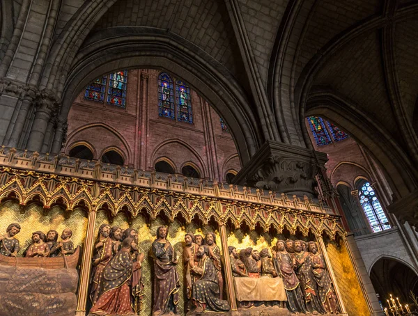 Paris, France, March 27, 2017: Interior of the Cathedral of Notre Dame is one of the top landmarks in Paris. Tombs of French kings inside the famous church in the Paris center — Stock Photo, Image