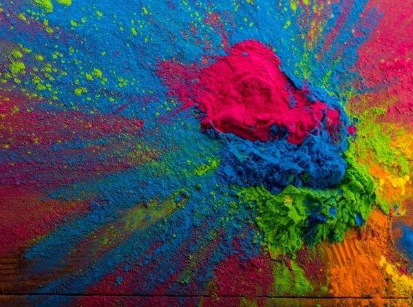 Holi color powder. Organic Gulal colours in bowl for Holi festival, Hindu tradition festive — Stock Photo, Image