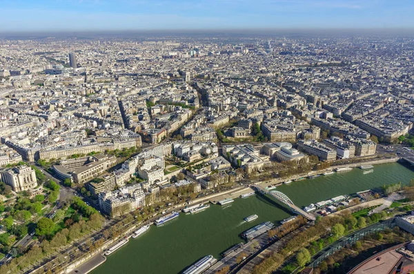 Paris, France, March 30, 2017: Aerial view of Paris from the Eiffel Tower. Panoramic view of the skyline over Paris. Roof landscape panorama — Stock Photo, Image