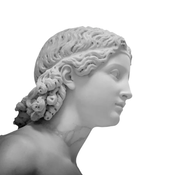 Tête de jeune femme en marbre blanc — Photo