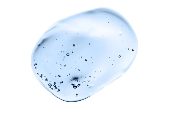 크림 겔은 흰색 배경에 분리 된 거품이 있는 투명 한 화장품 샘플 질감이다. 화장품 크림 투명 한 겔 혈청 질감 흰색 배경 미 개념에 미세 거품 — 스톡 사진