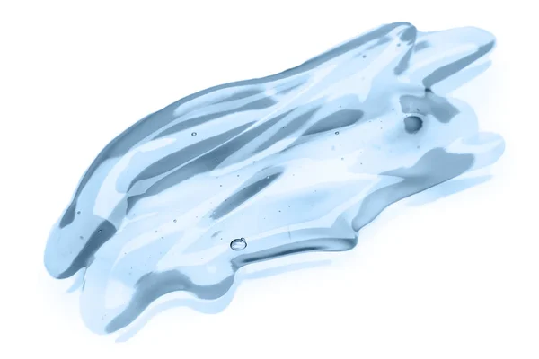 Crema de gel transparente textura de la muestra cosmética con burbujas aisladas sobre fondo blanco. Crema cosmética textura de suero de gel transparente con micro burbuja en el concepto de belleza de fondo blanco — Foto de Stock