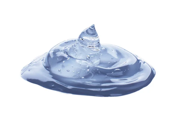 Crème gel transparent texture de l'échantillon cosmétique avec des bulles isolées sur fond blanc. Crème cosmétique texture sérum gel transparent avec micro bulle sur fond blanc concept de beauté — Photo