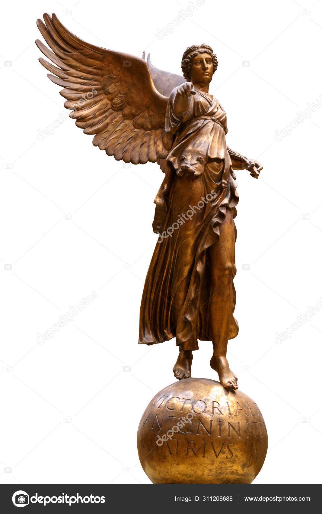 Bronze statue of a Winged Frontal view of a Statue of the