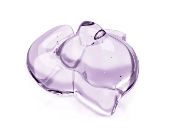 Texture gel crème transparente cosmétique pressée Iisolée sur fond blanc. Photo rapprochée de la goutte transparente du produit de soin de la peau. Gel transparent de haute qualité avec bulles en gros plan sur fond blanc — Photo