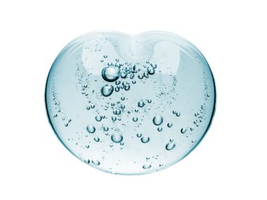 Squeezed cosmetic clear cream gel texture Iisolated on white background. Close up photo of transparent drop of skin care product. High Quality transparent gel with bubbles closeup on white background clipart