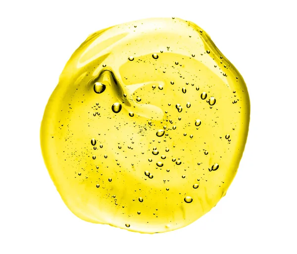 Kosmetische Creme Gel Texture Isoliert auf weißem Hintergrund. Nahaufnahme von grünen transparenten Tropfen Hautpflegeprodukt. Hohe Qualität — Stockfoto
