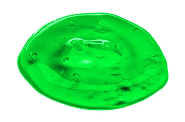 Καλλυντικά κρέμα τζελ υφή απομονώνονται σε λευκό φόντο. Κοντινό πλάνο του πράσινου διαφανούς πτώση του προϊόντος φροντίδας του δέρματος. Υψηλή ποιότητα — Φωτογραφία Αρχείου