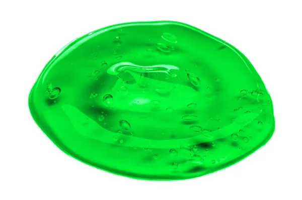 Texture gel crème cosmétique isolé sur fond blanc. Gros plan de vert transparent goutte de produit de soins de la peau. Haute qualité — Photo