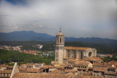 Panoramik kent Girona, Katalonya, İspanya