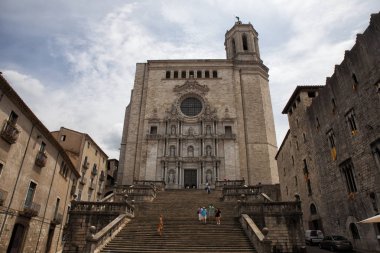 Girona, İspanya / İspanya - 15 Haziran 2018: katedral Saint Mary Girona, Catalonia, İspanya