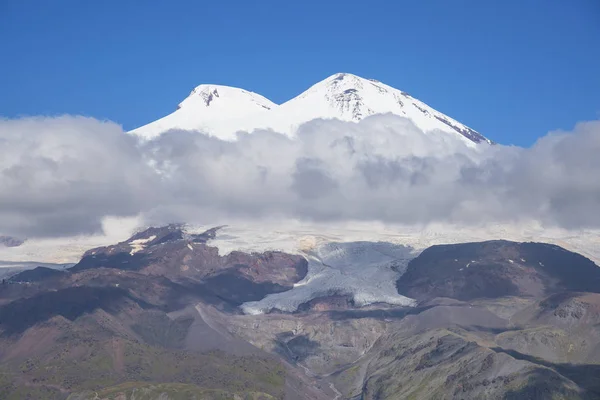 Elbruz Dağı Onun Iki Tepeler Kafkasya Kabardey Çatışmalar Işgalciler Rusya — Stok fotoğraf
