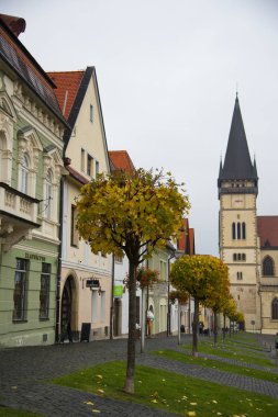 Bardejov / Slovakya - 27 Ekim 2018: Unesco Town Bardejov tarihi eski Meydanı