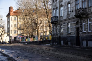 Lviv / Ukrayna - 12 Aralık 2014: Lviv şehir manzaralı