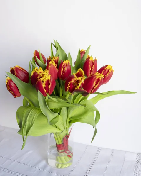 Kytici krásných červených tulipánů — Stock fotografie