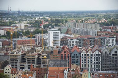 Gdansk, Polonya eski şehrin havadan görünümü