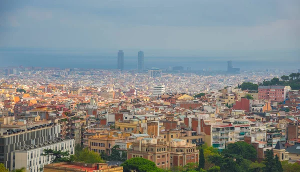 Krásný Výhled Město Barcelona Horkém Letním Dni Španělsko — Stock fotografie