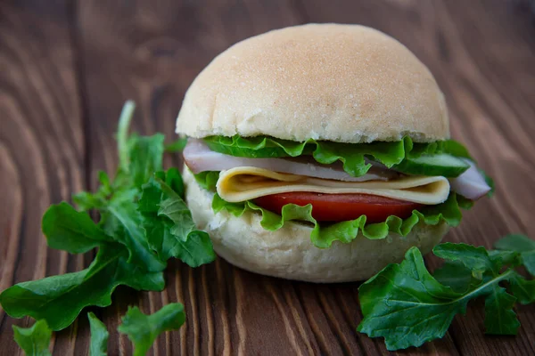 Verse Sandwich Met Ham Sla — Stockfoto