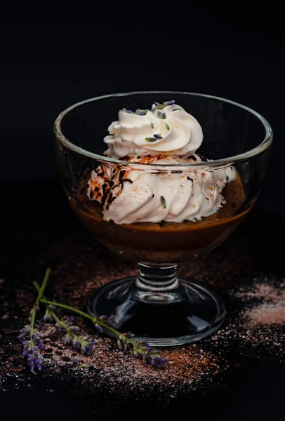 Chocolate Coffee Panna Cotta Glass — Stock Photo, Image