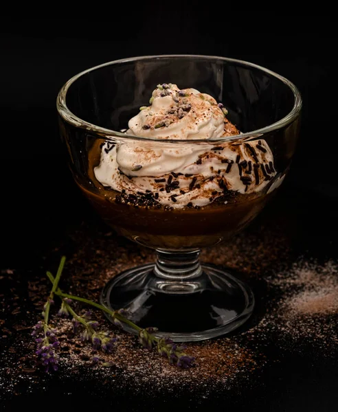 Chocolate Coffee Panna Cotta Glass — Stock Photo, Image