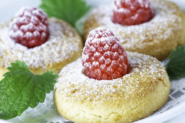 Cookies Raspberry Powdered Sugar — Stock Photo, Image