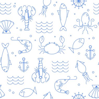 Deniz ürünleri ile kusursuz desen