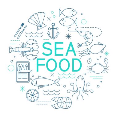 Deniz gıda restoran menü şablonu.