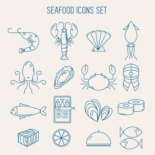 Conjunto de iconos de la comida de mar — Vector de stock