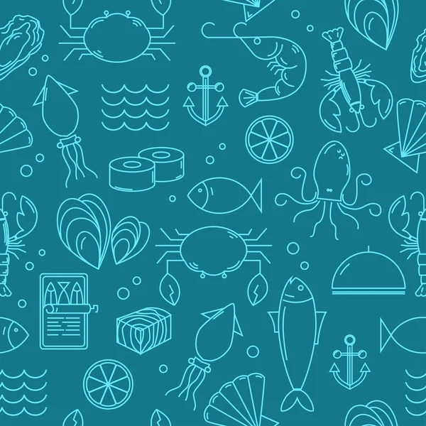 Безшовний візерунок з морепродуктами — стоковий вектор