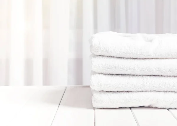 Clean white towels in stack — Stock Photo, Image