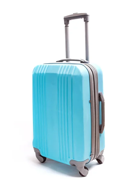 Компактна блакитна пластикова валіза для подорожей — стокове фото