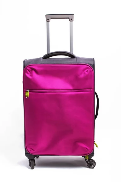 Světle Růžový Kufřík Pro Cestování Izolované Bílém Pozadí — Stock fotografie