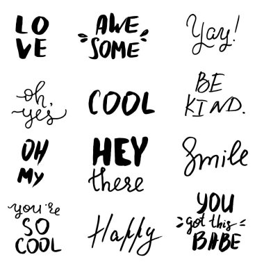 Set of hand lettered inspirational andd motivational quotes. clipart