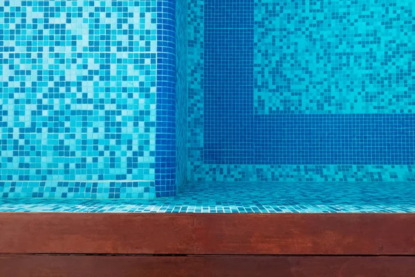 A part of modern swimming pool with wooden border — Zdjęcie stockowe