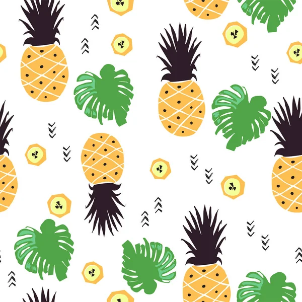 Padrão sem costura brilhante com frutas estilo doodle — Vetor de Stock